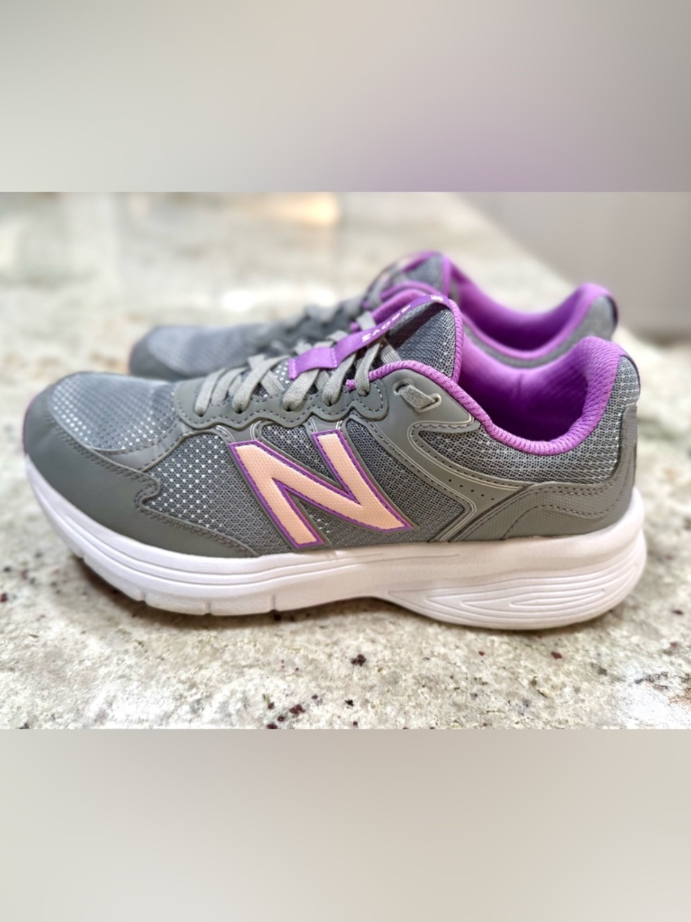 New Balance Women's 460 V3 Gray & Purple Sneakers with Pink Logo